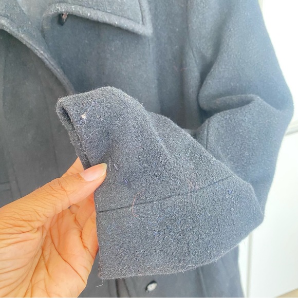 JONES NEW YORK - Cashmere & Wool Warm Timeless Black Long Pea Coat - size 12 - Picture 11 of 16